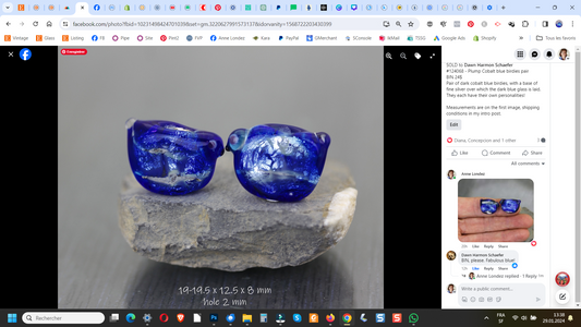 124068 Cobalt Sea Rocks bird bead pair