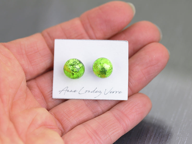Apple green Sea Rocks Stud Earrings
