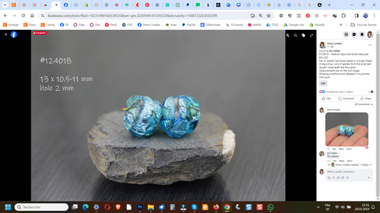 #124018 - Aqua Sea Rocks bead pair