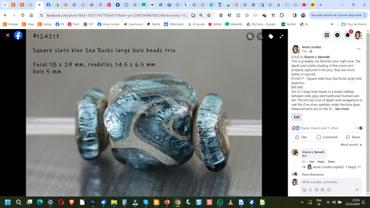 #124217 - Slate blue Sea Rocks cube large hole bead trio