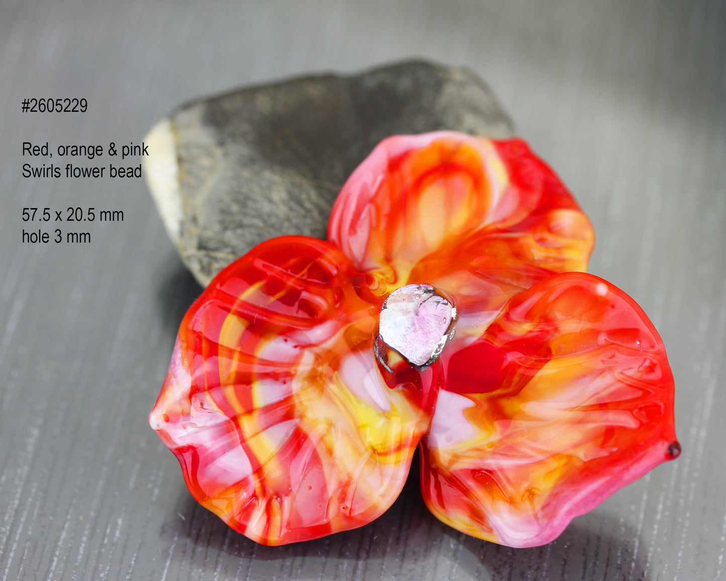 Grande fleur en verre orange & rose #2605229