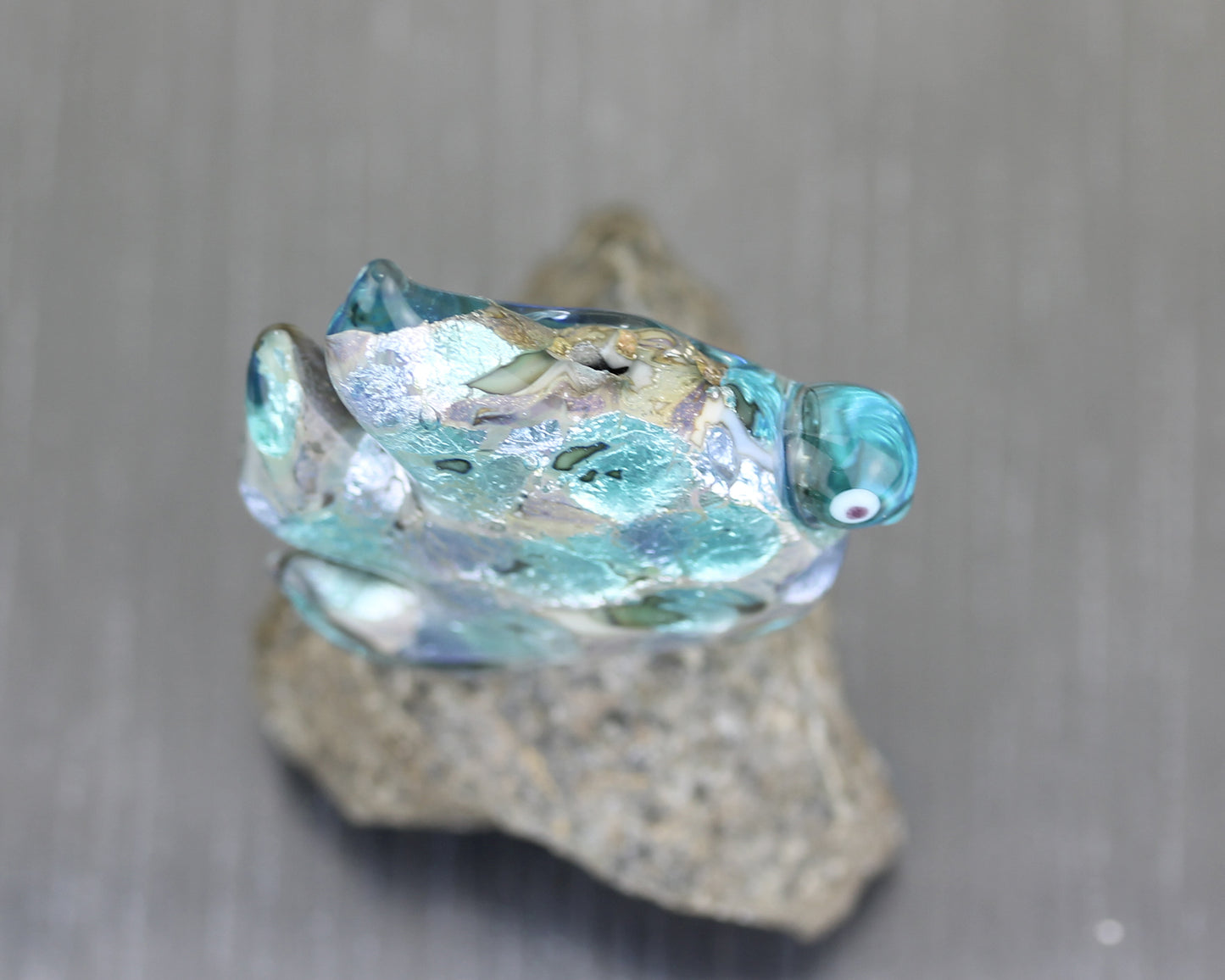 Aqua Ice blue Sea Rocks bird focal bead
