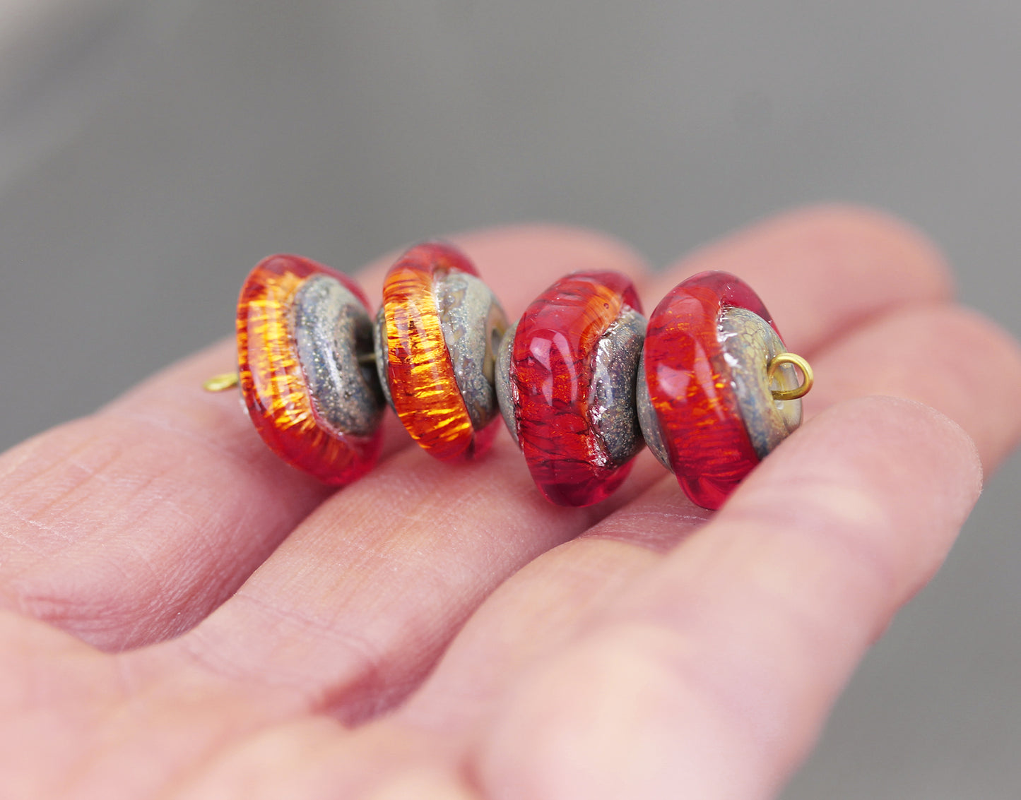 2 paires de perles Sea Rocks oranges/rouges - #124127