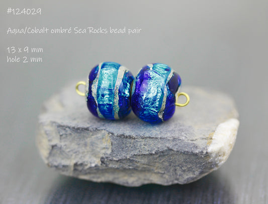 #124029 - Aqua/cobalt ombré Sea Rocks paire
