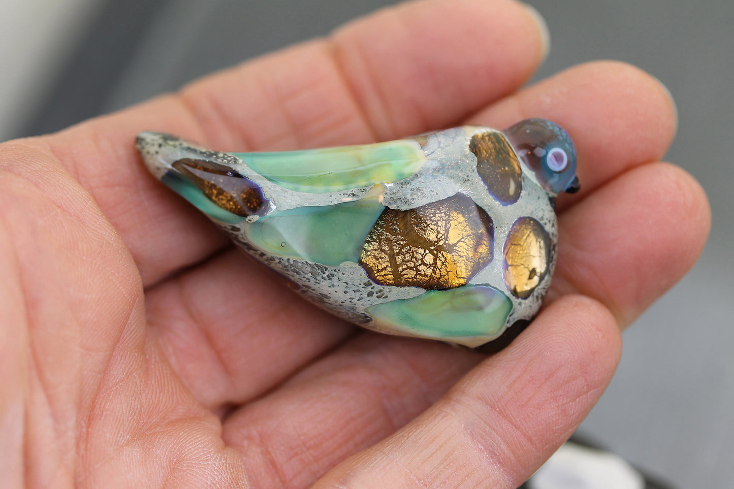 Perle oiseau Sea Rocks Art Nouveau turquoise & ambre #1224728