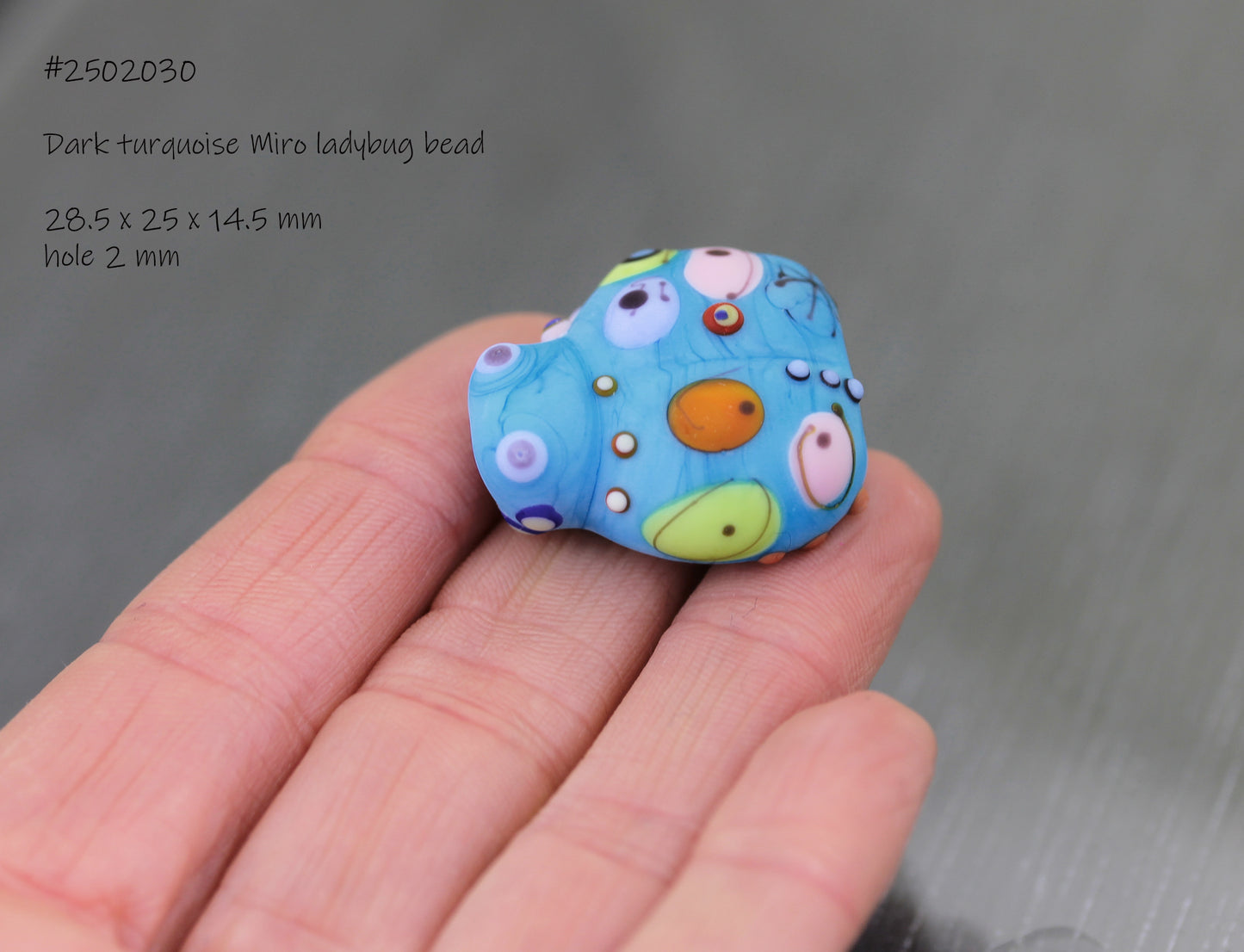 Perle de verre Coccinelle bleue turquoise Miro