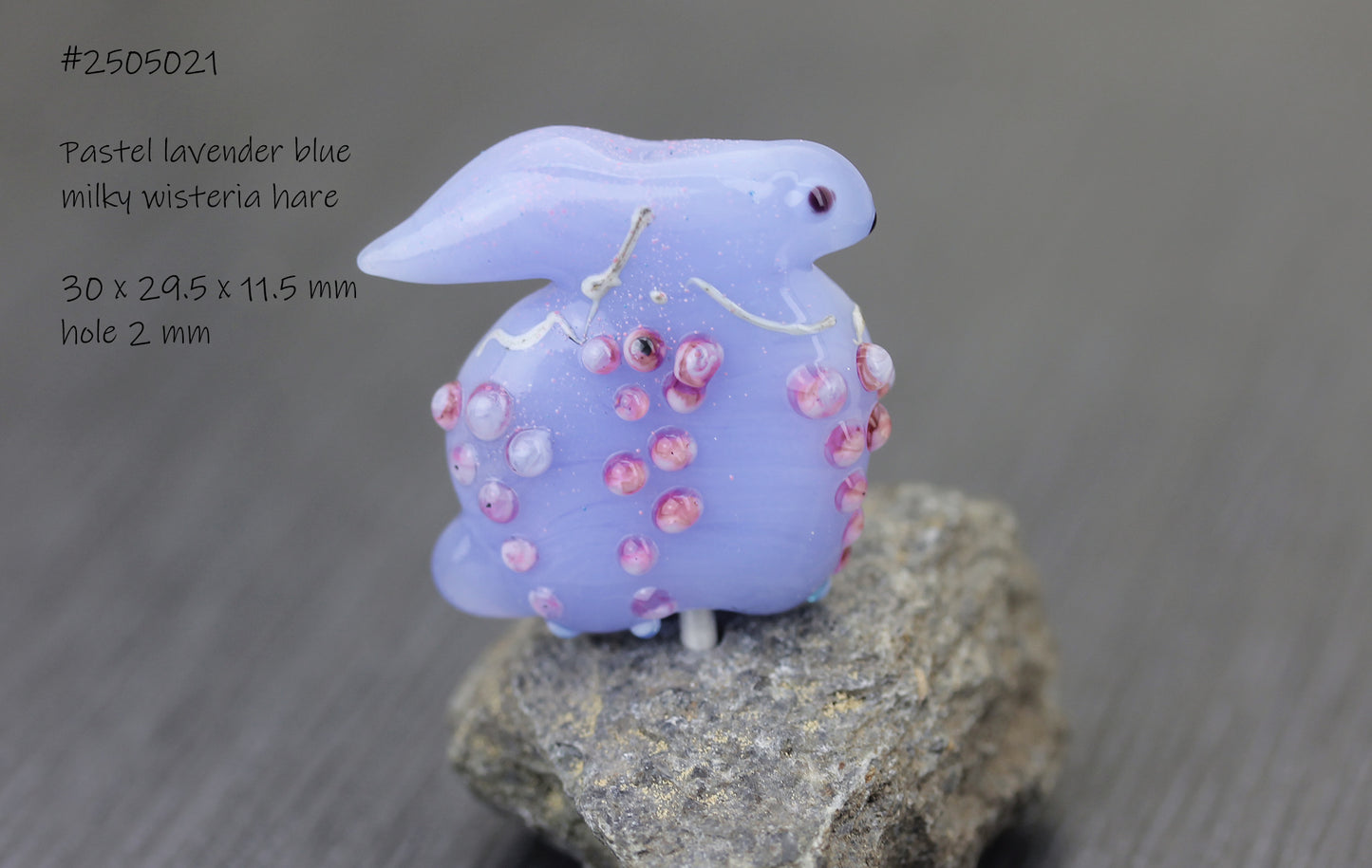Pastel blue & pink Wisteria hare lampwork glass focal Bead #2505021