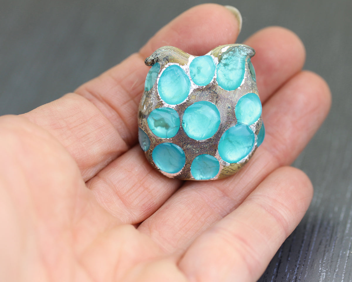 Perle Hibou Sea Rocks turquoise et grise #2506006