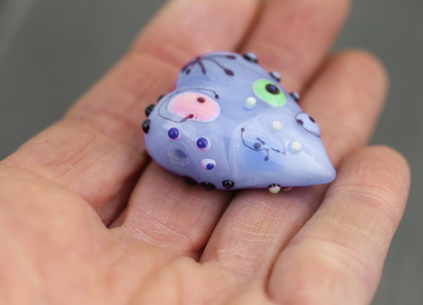 Milky blue Miro heart bead #2602021