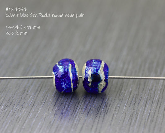 Paire de perles Sea Rocks bleues cobalt foncé #124054