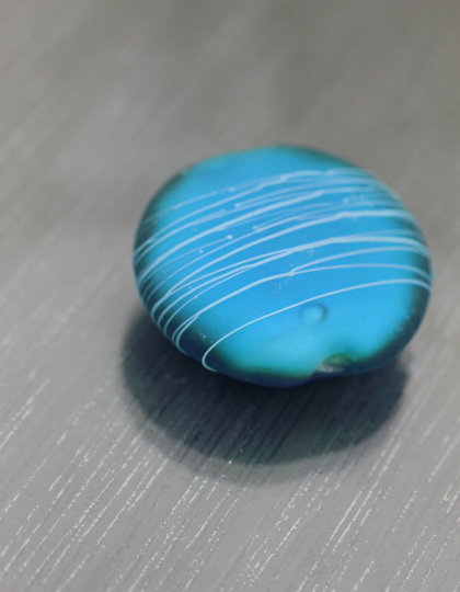 Perle bleu turquoise lentille en verre Cocon MTO