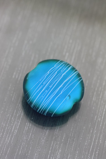 Perle bleu turquoise lentille en verre Cocon MTO