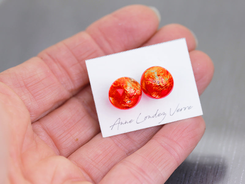 Fiery Red Sea Rocks Stud Earrings
