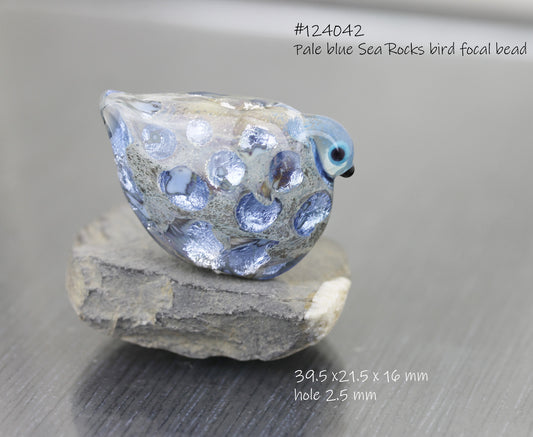 #124042 - Pale blue Sea Rocks bird focal bead