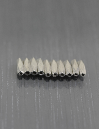 10 perles tubes en  Argent 925 brossé avec facette
