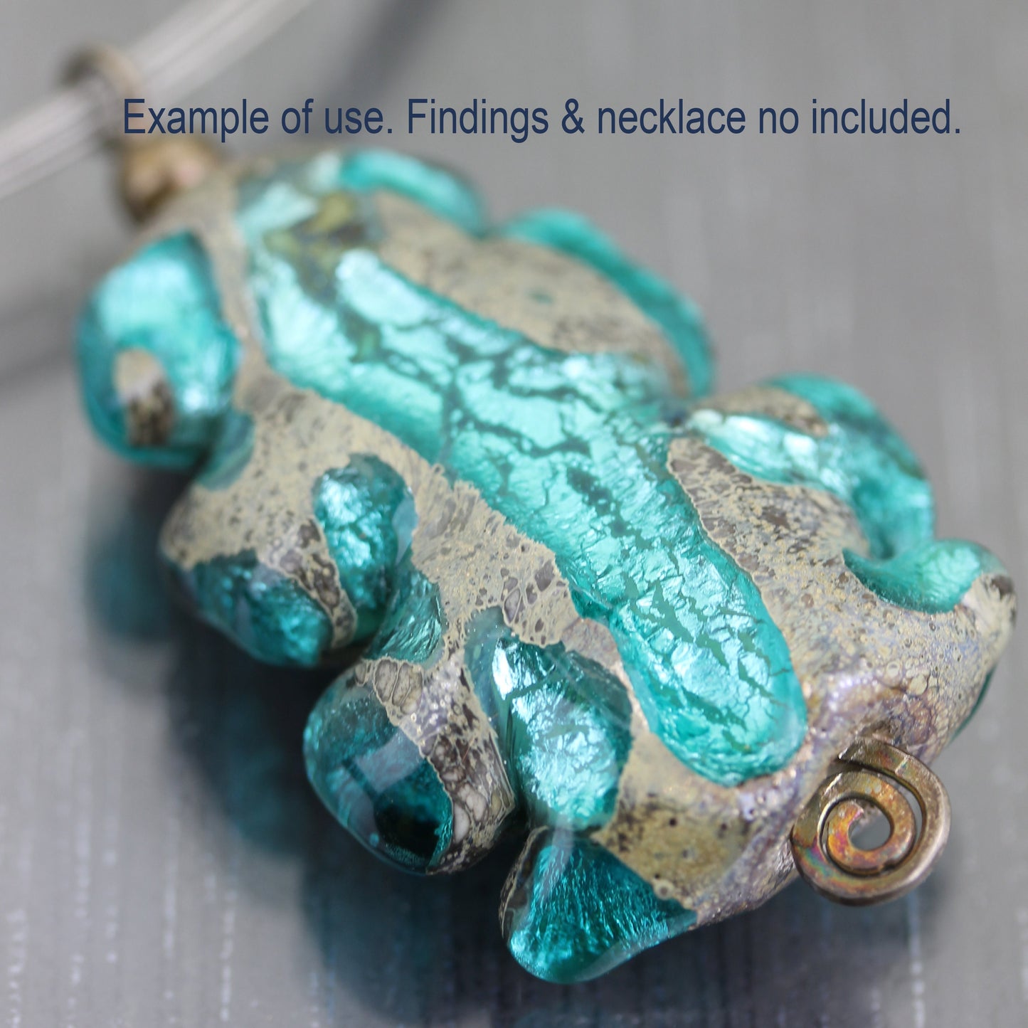 Longue perle verre focale verte Grande perle verte Centre de collier vert Fait main Perle lampwork verte Sea Rocks Anne Londez SRA OOAK