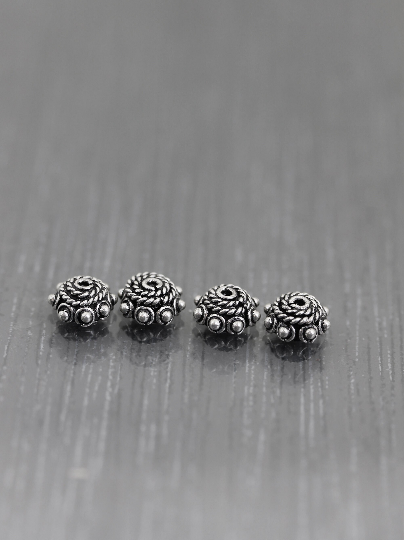 4 Sterling silver Bali-style silver bead caps