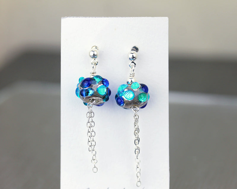Aqua & cobalt blue Sea Rocks pendant aarrings