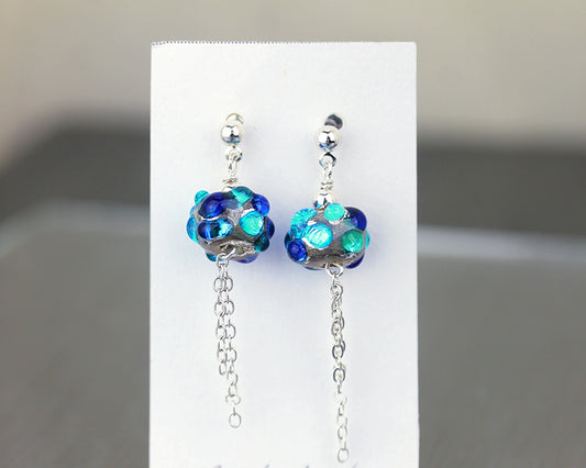 Boucles d'oreilles pendantes Sea Rocks Bleu cobalt et turquoise