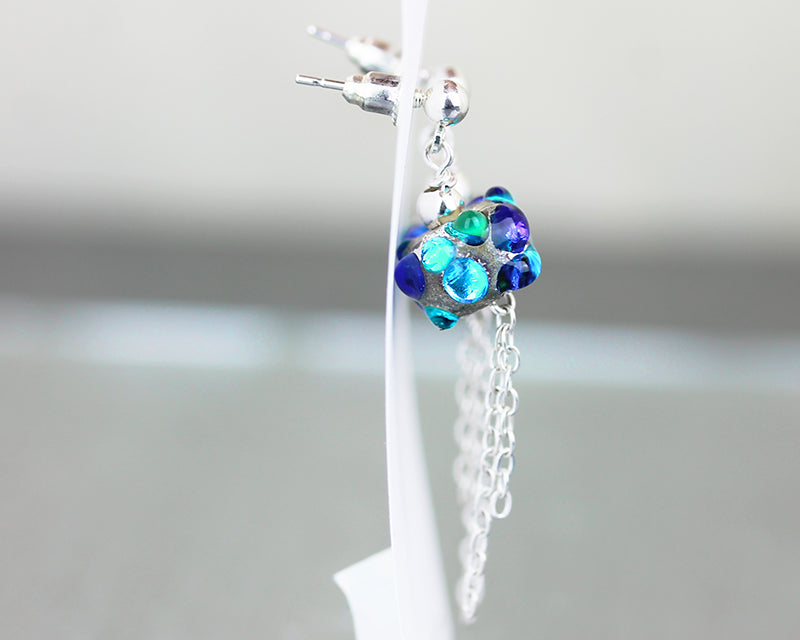 Aqua & cobalt blue Sea Rocks pendant aarrings