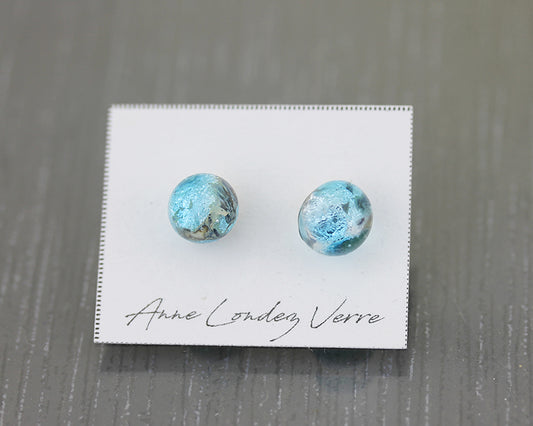 Darker Lavender blue Sea Rocks Stud Earrings