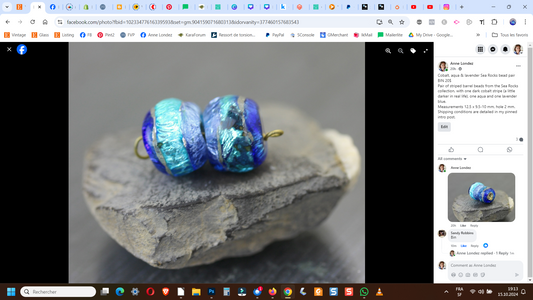 4 Ombre Sea Rocks beads Cobalt/aqua/cornflower