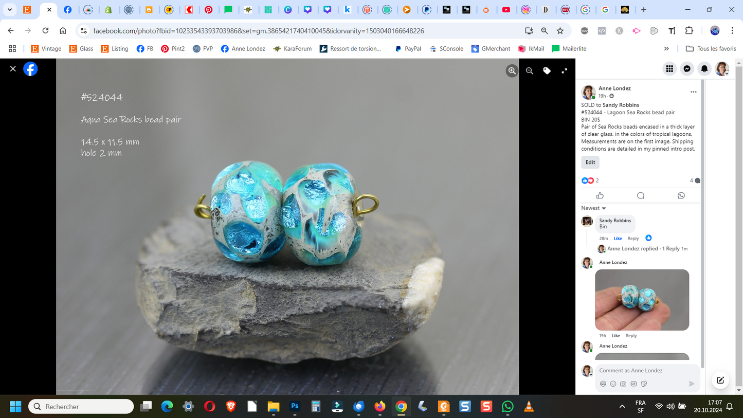 Aqua/Clear Sea Rocks bead pair #524044