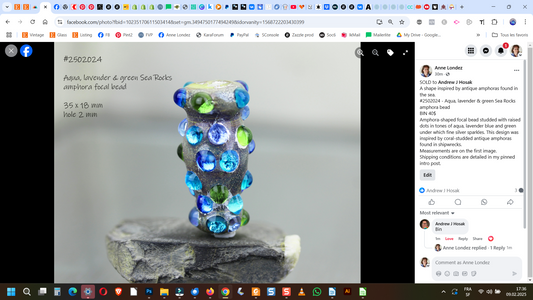 Aqua, lavender & green Sea Rocks amphora bead #2502024