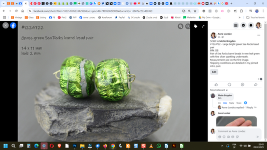 Large bright green Sea Rocks bead pair #1224722 -