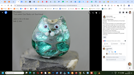 Ombré teal Sea Rocks Cat focal #524005