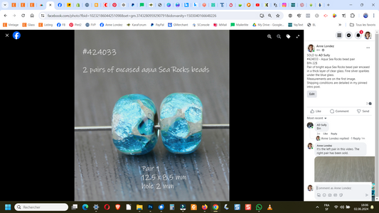 Aqua Sea Rocks bead pair #424033