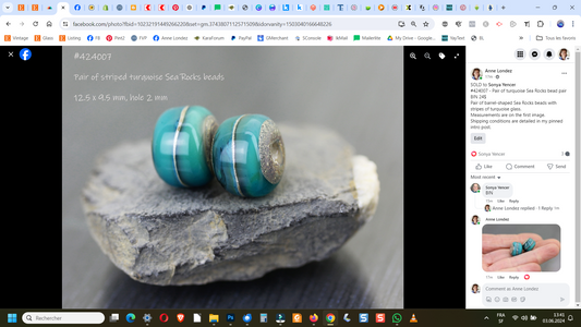 Turquoise Sea Rocks bead pair #424007