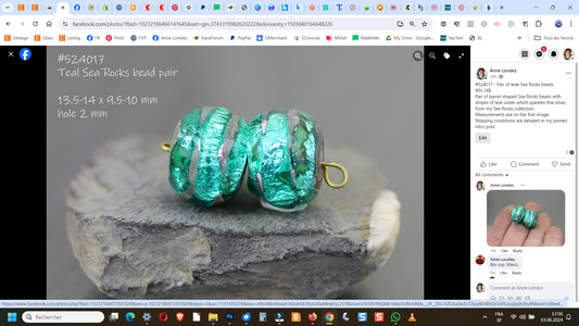 Pair of teal  Sea Rocks beads #524017