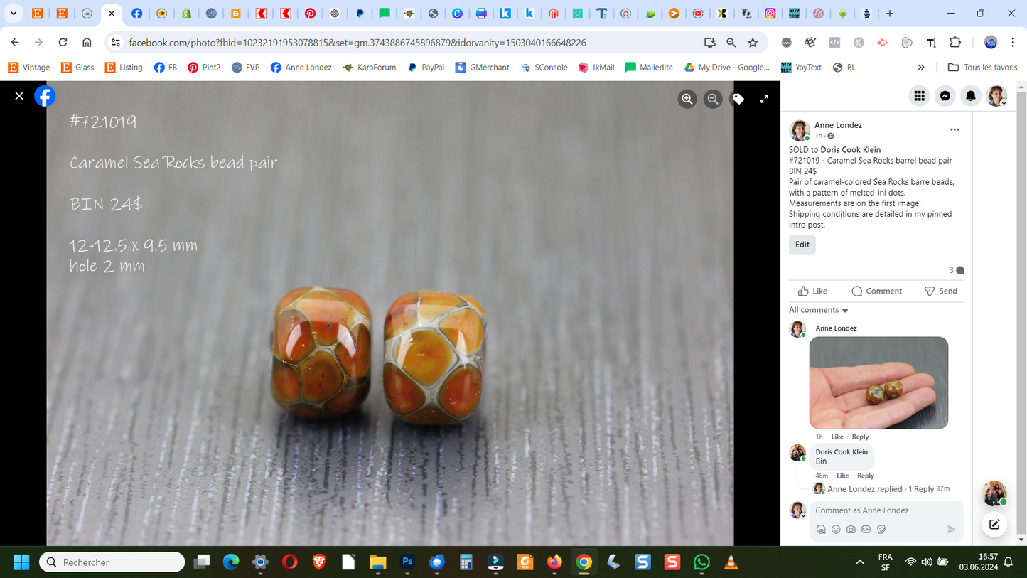 Caramel Sea Rocks bead pair #721019