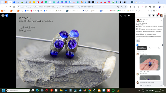 Cobalt Sea Rocks rondelle bead pair #1024011