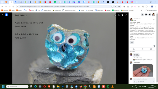 Aqua owl bead #0924112