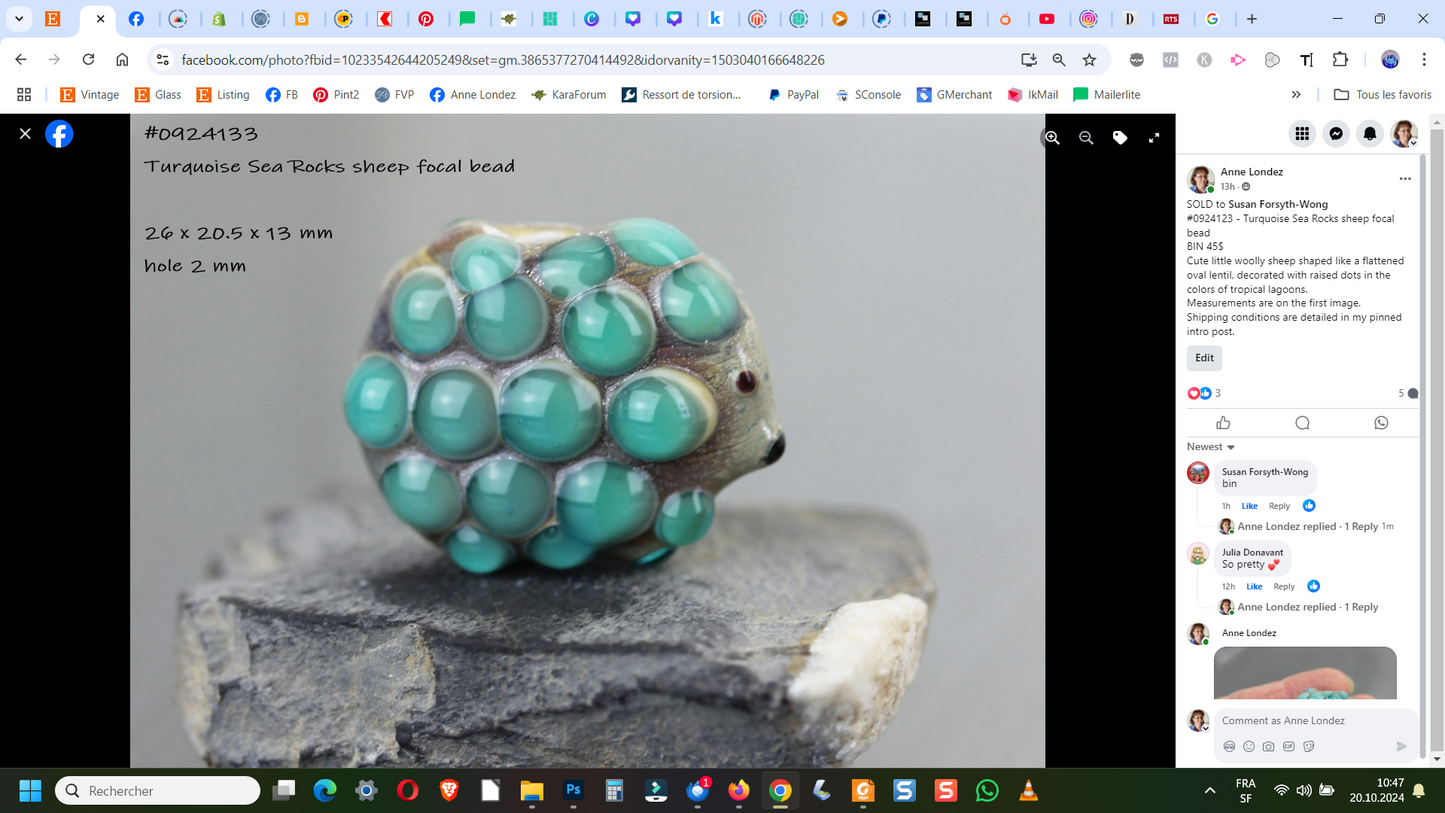 Turquoise Sea Rocks sheep Bead #0924123