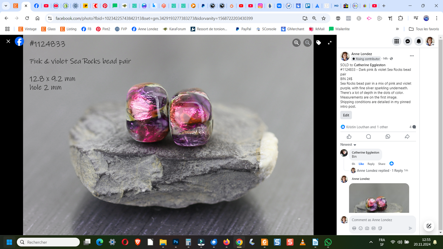 Peach/Purple Sea Rocks canyon bead pair  #1124833