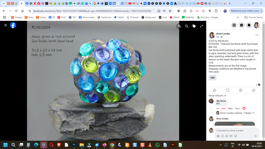 Textured Sea Rocks lentil focal bead #2502004