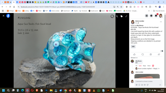 Aqua Sea Rocks fish focal bead #2502046 -