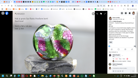 Freeform Abstract floral lentil focal bead #2502021 -