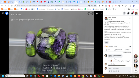 Trio de perles gros trou violet/vert Sea Rocks #224009