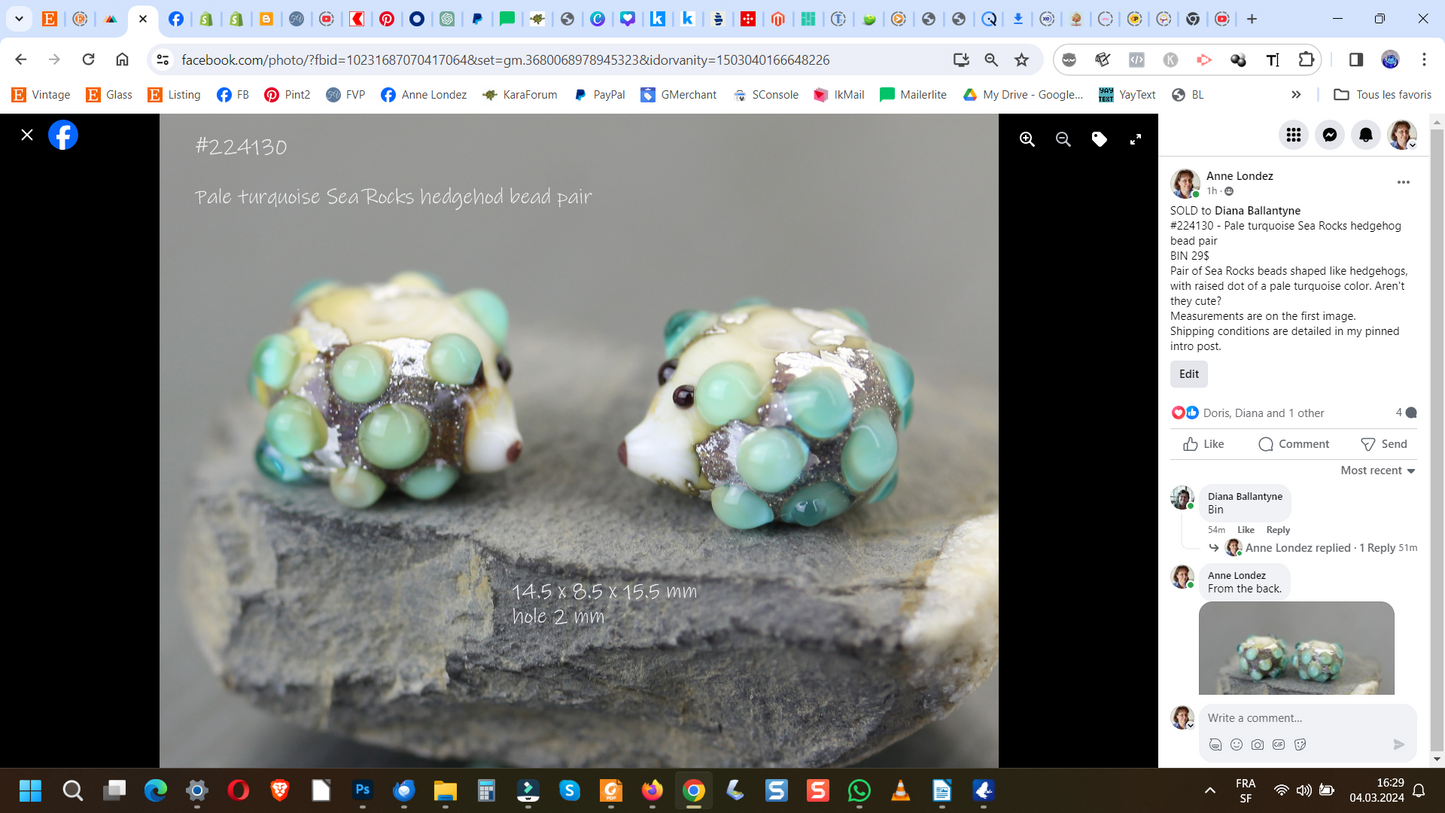 Pair of turquoise blue Sea Rocks hedgehogs beads #224130