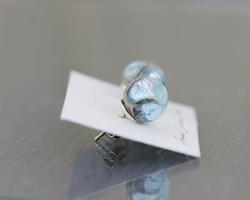 Sky blue Sea Rocks Stud Earrings
