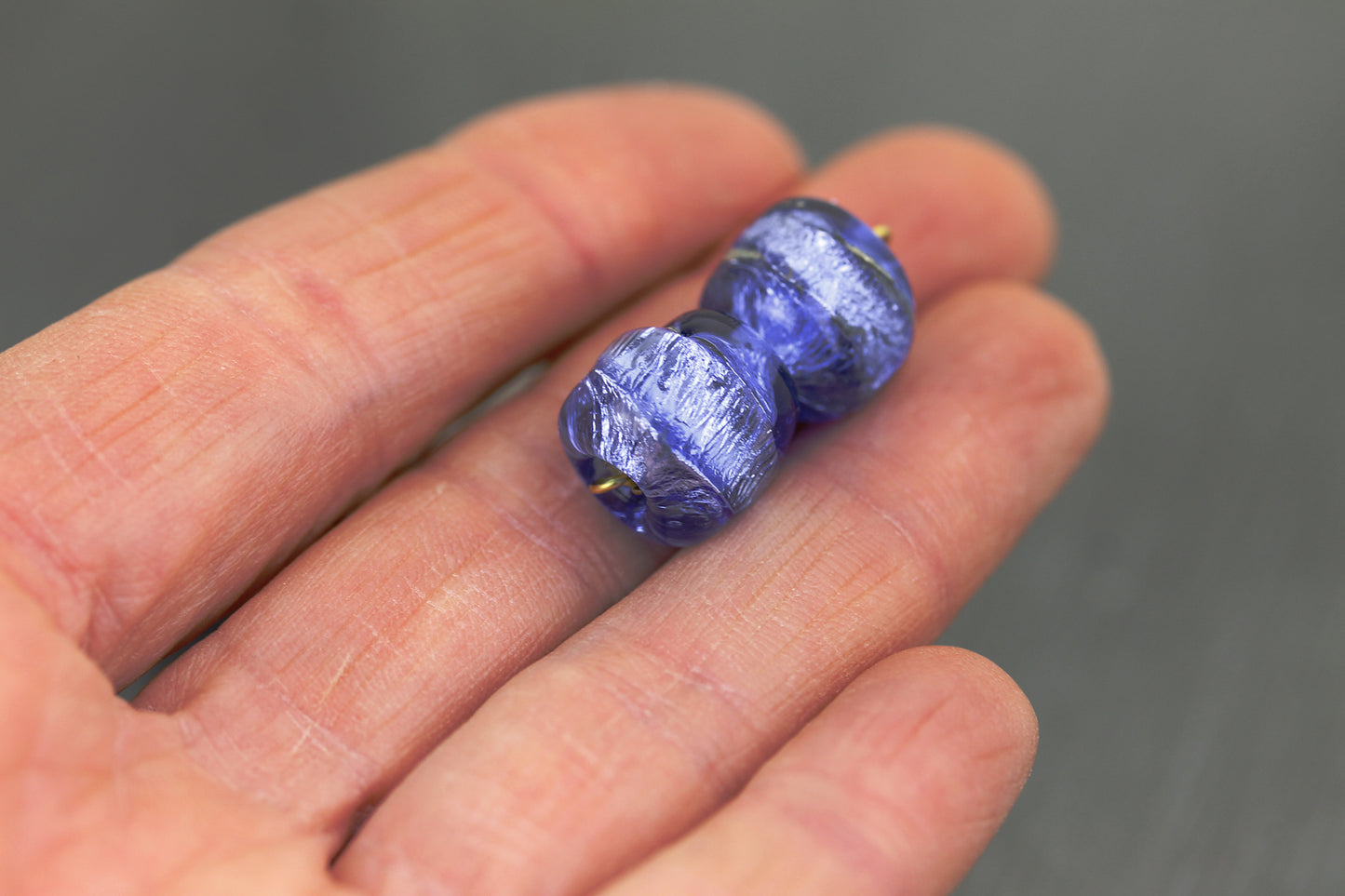 #124066 - Lavender blue Sea Rocks bead pair