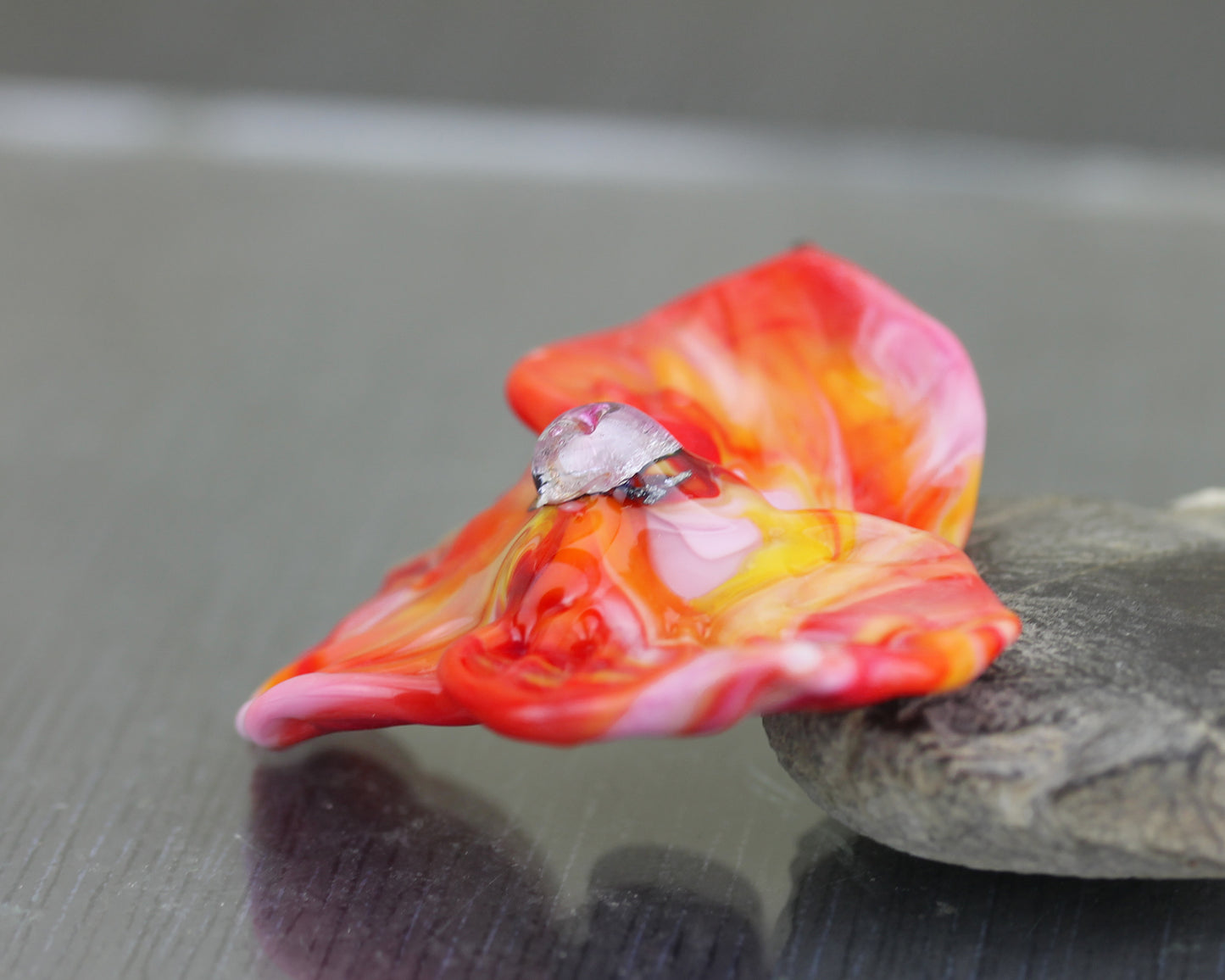 Grande fleur en verre orange & rose #2605229