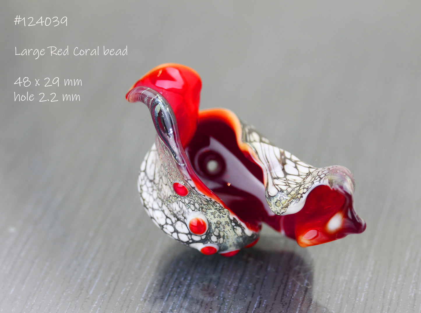 Sculptural red Coral bead #124036