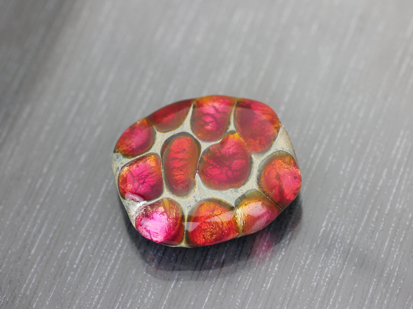 Large peach pink Sea Rocks focal bead by Anne Londez