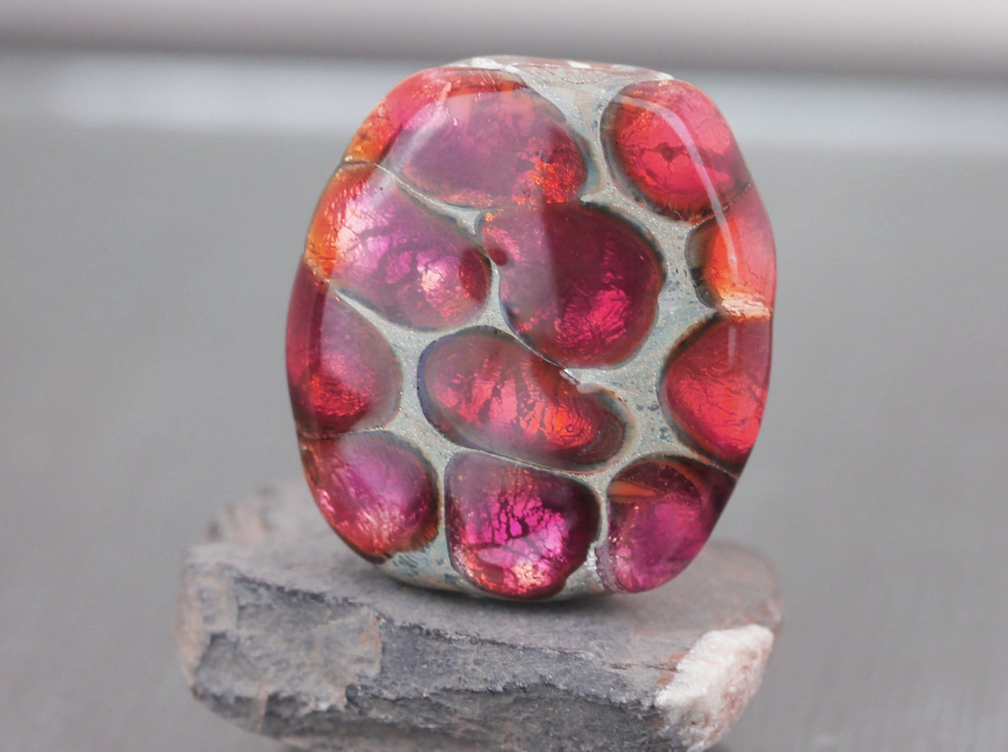 Large peach pink Sea Rocks focal bead by Anne Londez
