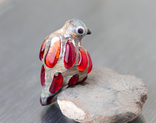 Fiery Red Bird Focal Bead